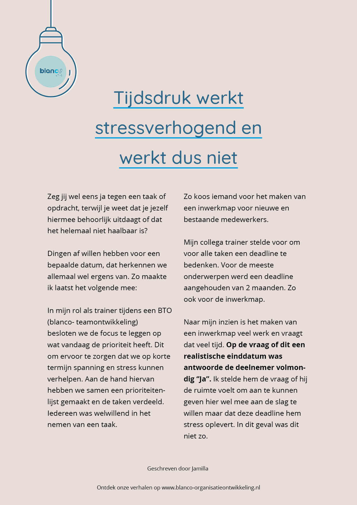 ervaring preview tijdsdruk werkt stressverhogend